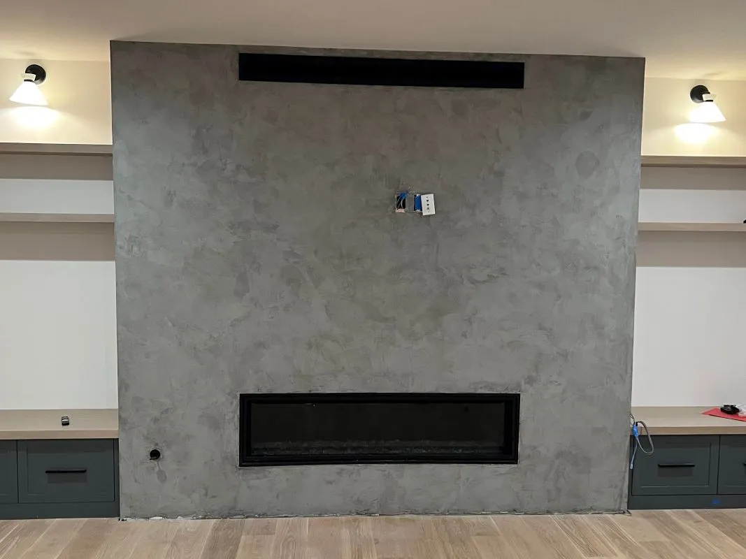 Marmorino plaster fireplace 2